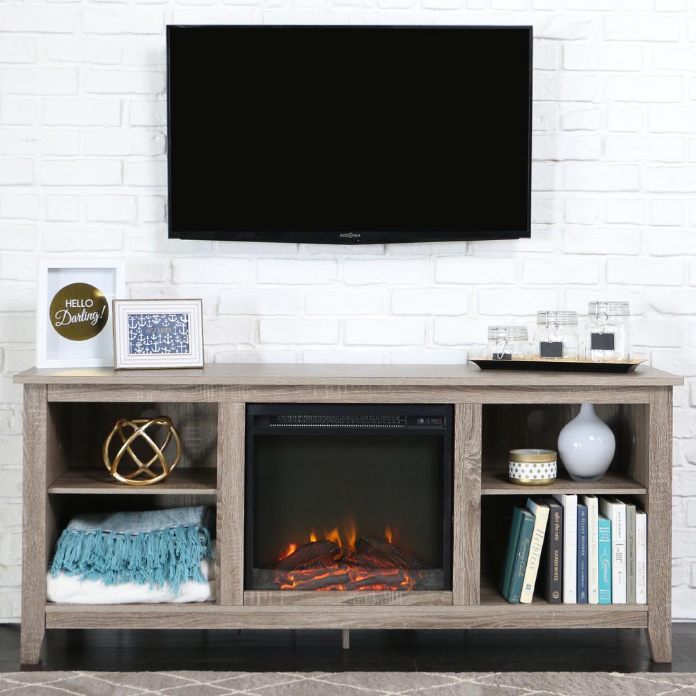Walker Edison Traditional Fireplace TV Stand for TVs Up to 64", Driftwood - image 5 of 9