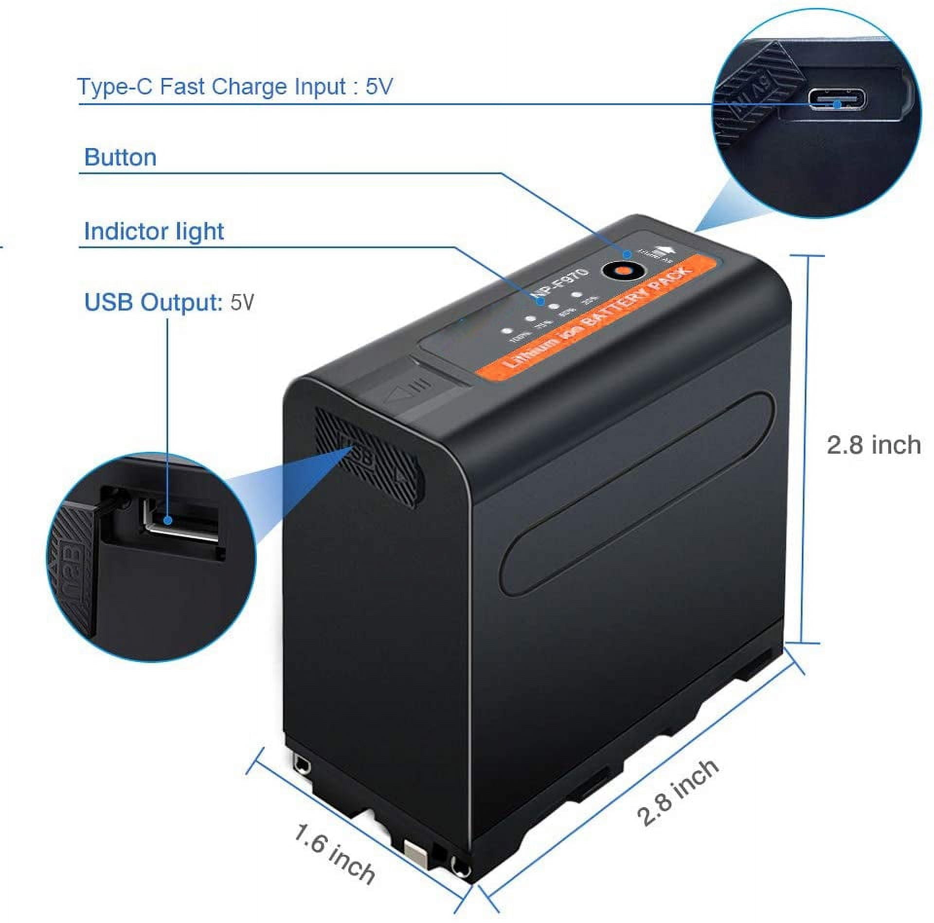 SK Akku Für Sony NP-F970 + Speed Ladegerät - 6600mAh, 7,4V - Kompatibel Mit Kameras, Videoleuchten & Mehr
