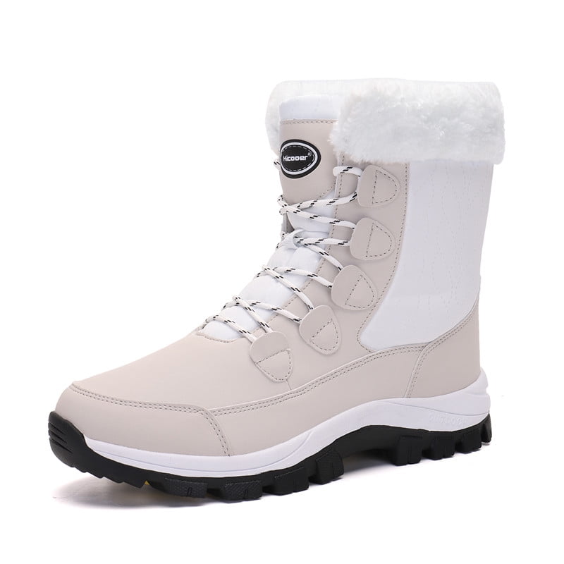 Hee grand Women Winter Snow Boots Fur Sneakers Shoes Lace-up Flat Platform Ankle Booties Boots 