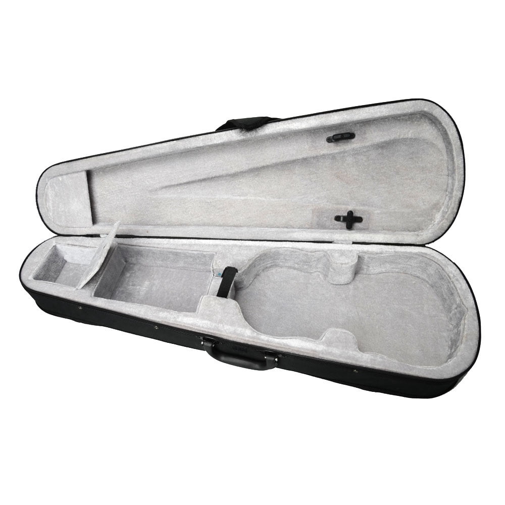 Tcbosik Cloth Fluff Triangle Shape Violin Box, Violin Case with Silver and Gray Lining for 4/4 Violin, Travel Violin Case Bag, Black