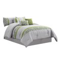 thumbnail image 1 of 11-Piece Nico Comforter Curtain Set Bedroom Bundle|Geometric Triangle Embroidery Embossed|Gray Sage Green|Queen Size, 1 of 7