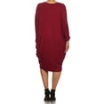 thumbnail image 4 of Women's Plus Size Casual Solid Loose Fit 3/4 Sleeve Dolman Sleeve Midi Dress, 4 of 5