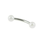 Pearl Balls Curved Barbell Surgical Steel 1 Piece (16gx8mmx3mm) (White Pearl)