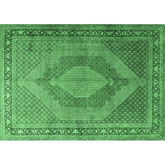 Ahgly Company Indoor Rectangle Medallion Emerald Green Traditional Area Rugs, 8' x 12'