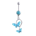 thumbnail image 1 of Funie 1Pc Double Butterfly Rhinestone Belly Button Navel Ring Women Piercing Jewelry, 1 of 3