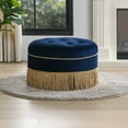 thumbnail image 5 of Yolanda Tufted Decorative Round Ottoman Gold Velvet, 5 of 7