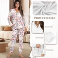 thumbnail image 6 of DISNIMO Dog Flower Print Womens Button Down Pajama Set Long Sleeve Sleepwear 2 Piece Pj Set Soft Top and Wide Leg Pants, (Available in Plus Size), 6 of 7
