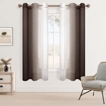 XWZO Ombre Sheer Curtains 2 Panels, Faux Linen Semi Voile Gradient Grommet Curtains for Bedroom, Modern Living Room Window Curtain Panels, 42 x 63 Inch, Chocolate Brown