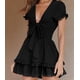 thumbnail image 5 of Vestido PRETTYGARDEN 2025 Cuello en V Manga Corta Negro XL, 5 of 5