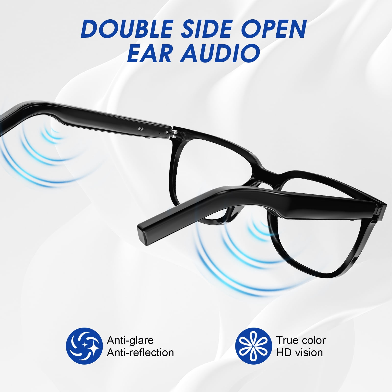 Ai Smart Glasses for Men&Women-Bluetooth Music Sunglasses-Anti-Blue Light Audio Eyewear with Music Play/Hands-Free Calling,Multifunctional Headphones Glasses  for Working&Driving