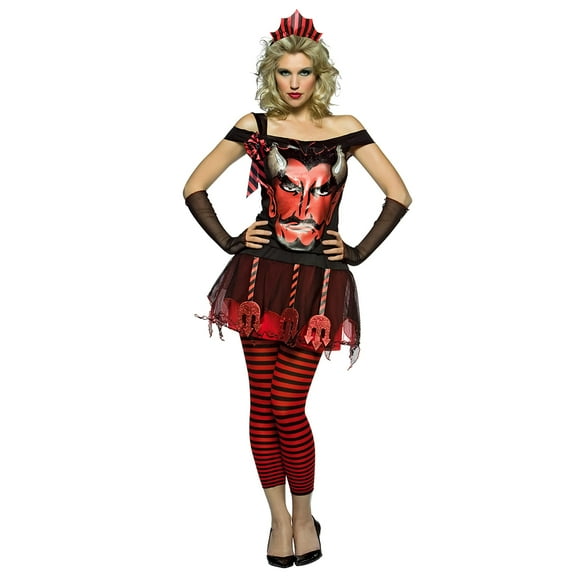 Rasta Imposta Devil Face Adult Women's Costume Dress | One Size Unisex