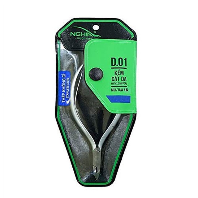 Pinza para cutículas profesional de acero inoxidable C03 (D-01) Mandíbula 16 KEM Nghia Cortador de cutículas Recortadora Herramientas de manicura con 1 resorte - Herramienta perfecta para el cuidado d