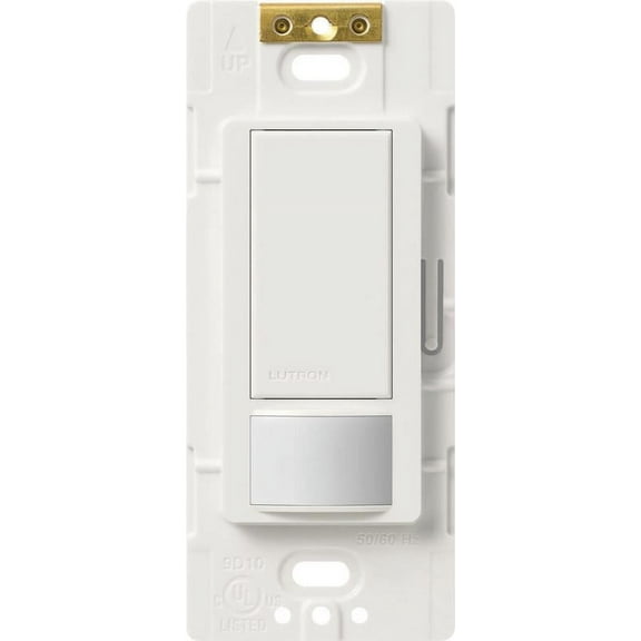Lutron MS-VPS2H-WH Maestro Sensor Switch, 2 A, 120 V, 1 -Pole, Motion Sensor, 180 deg Sensing, 30 ft Sensing White