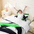 thumbnail image 3 of Homewish Spiral Stripes Twin Duvet Cover,Classic Contemporary Twin Bedding,Black Green,Reversible,2-Piece,1 Duvet Cover and 1 Pillowcase, 3 of 6