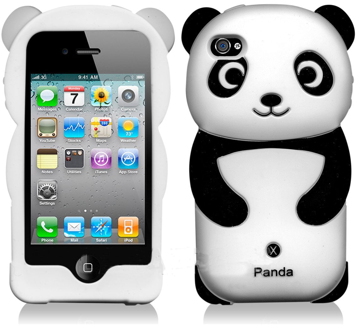 Is aan het huilen woordenboek Sprong Cute Silicone Panda Case for iPhone 4 / 4S - Black - Walmart.com