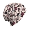thumbnail image 6 of Naloa Retro Red Black Roses Soft Beanie Hat, Knit Beanie Daily Beanie in Fine Knit for Women Men Winter Travel, Outdoor, 6 of 7