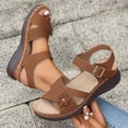 thumbnail image 6 of hlysgo Orthopedic Wide Sandals for Women Wide Width Strappy Arch Support Flat Wedge Sandals Walking Dressy Open Toe Brown 9.5, 6 of 6