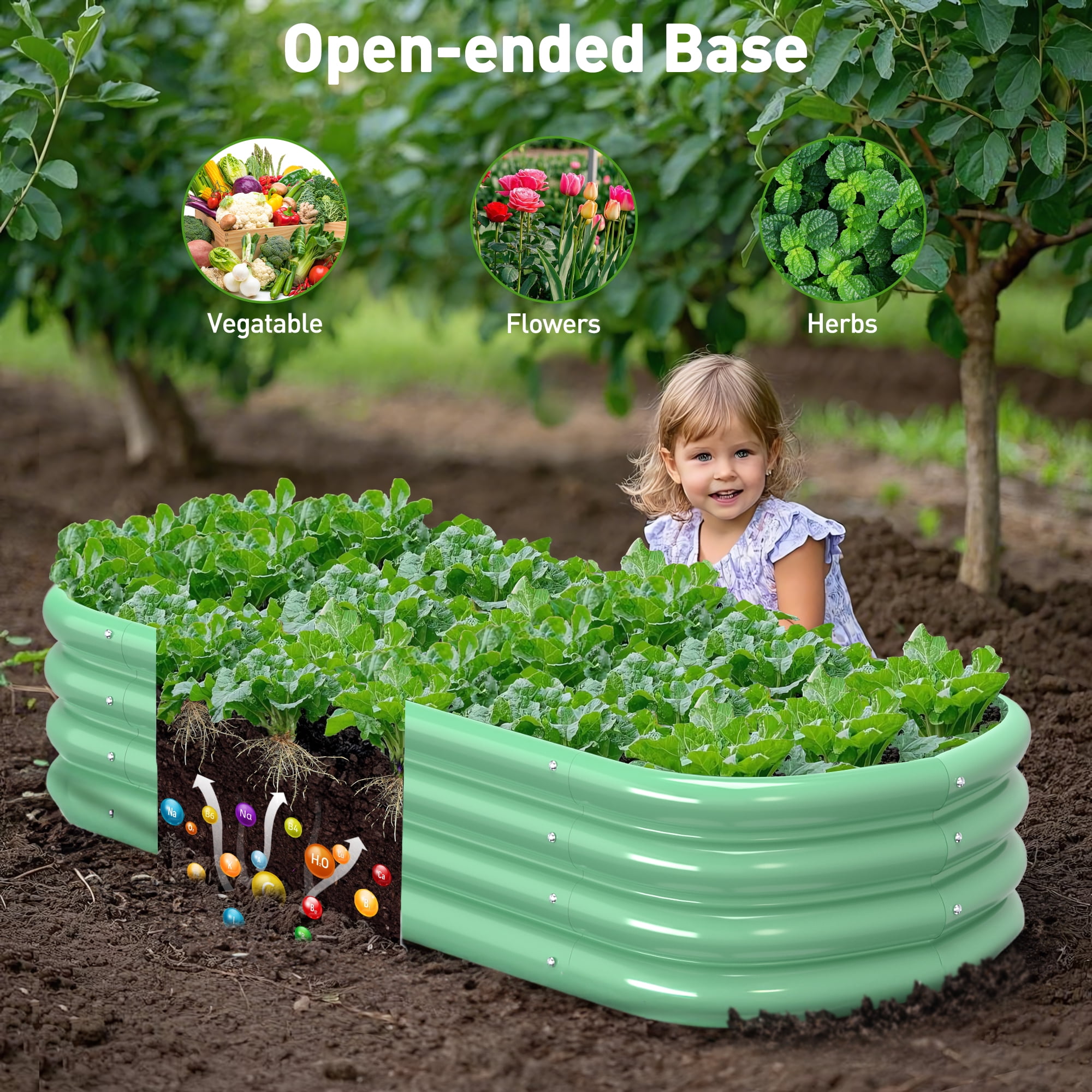 Galvanized Raised Garden Beds Outdoor 4×2×1ft UNTIMATY Metal Raised Garden Bed for Gardening Gifts, Galvanized Steel Planter Box for Vegetables, Green