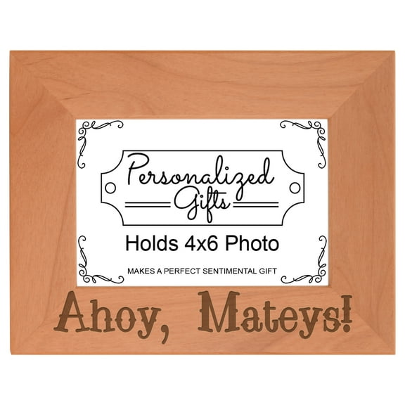 ThisWear Nautical Gift Ahoy Mateys Sailing Cruise Ship Wood Laser 4x6 Landscape Picture Frame