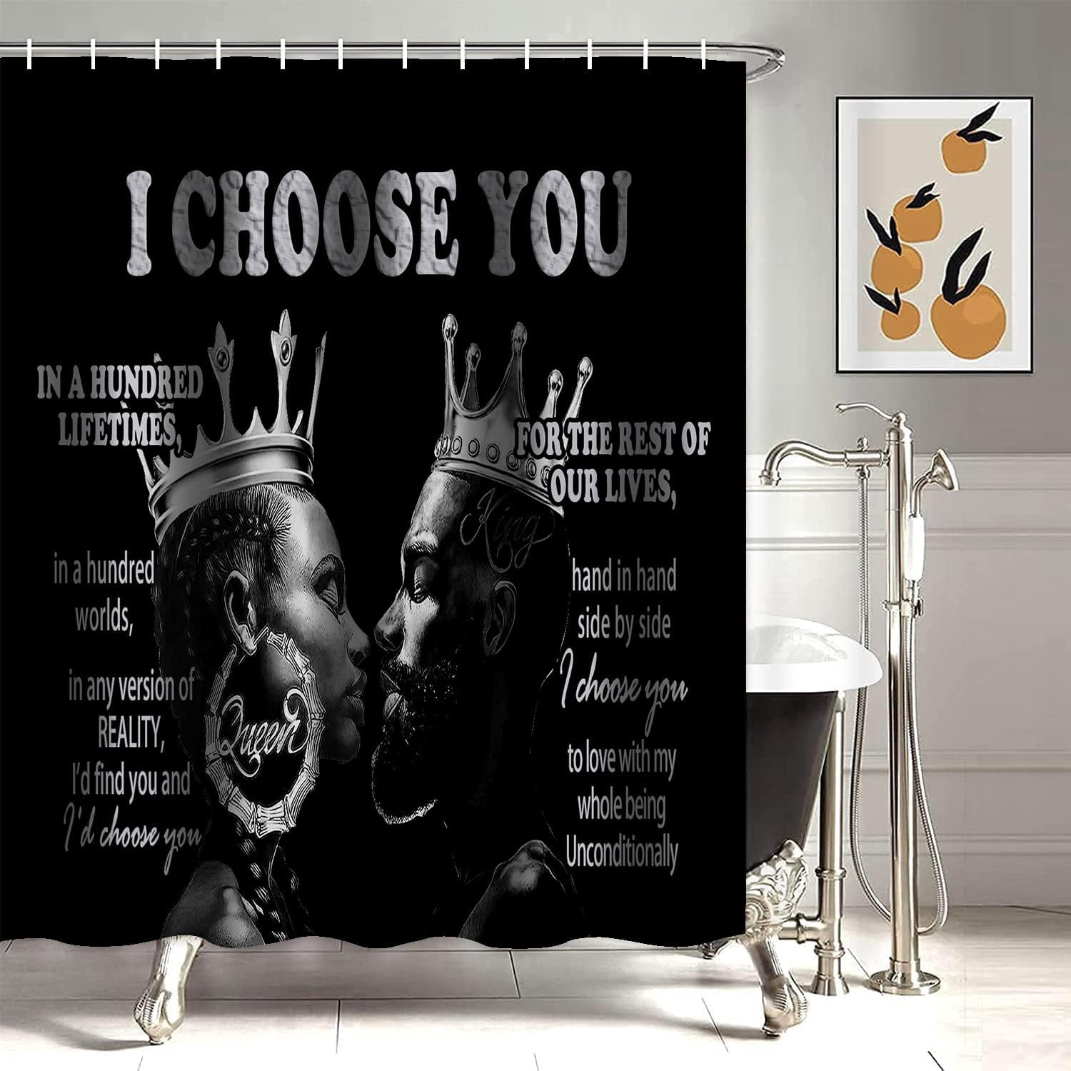 Black Woman Shower Curtain Sets with Rugs, Boho Inspirational Quote African American Girl Bathroom Sets with Shower Curtains, Toilet Lid Cover, Bath Mat, Colorful Fabric Bathroom Curtain Shower Set