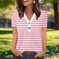 thumbnail image 2 of Chemise à Manches Courtes Col en V pour Femmes, Haut Imprimé en Polyester avec Boutons devant, Longueur Régulière, Design Amincissant à Coupe Haute, Noir, P, 2 of 8