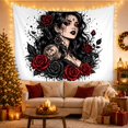 thumbnail image 3 of Illustrative Portrait Figure With Art Scene, Spooky Gothic for Gothic Decor Fans, Dark Art Decor Room Accent, Halloween Gift, Tapestry Wall Hanging for Bedroom and Dorm, 3 of 7