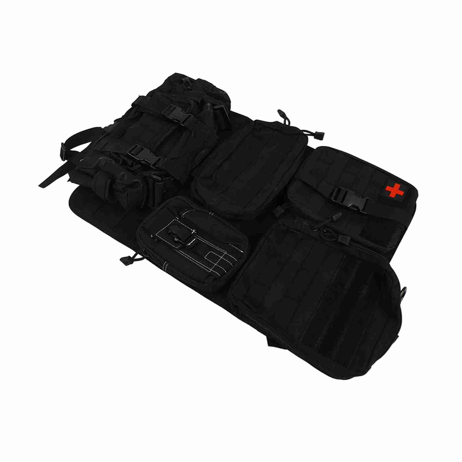 Molle Car Seat Back Organizer, Adjustable Strap, 5 Molle Bags, Vehicle Storage Space, Fabric Material, Ideal For Cars, Trucks & SUV, 21x14.5in, 3lbs