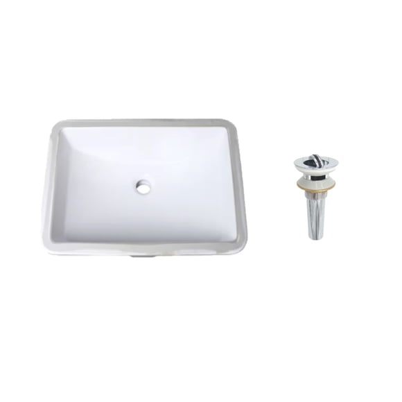 20.75 inch by 14.75 inch Rectangle Undermount Bathroom Sink in white (with Pop-Up)