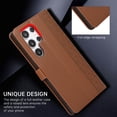 thumbnail image 5 of Dteck for Samsung Galaxy S23 Ultra Flip Wallet Case,Magnetic Leather Card Slots Pattern Case Shockproof TPU Kickstand Full Body Protection Cover with Wrist Strap for Galaxy S23 Ultra,Brown, 5 of 9