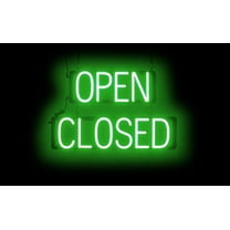SpellBrite OPEN CLOSED LED Sign for Business. 23.8" x 15.0" Green OPEN CLOSED Sign Has Neon Sign Look With Energy Efficient LED Light Source. Visible from 500  Feet, 8 Animation Settings.