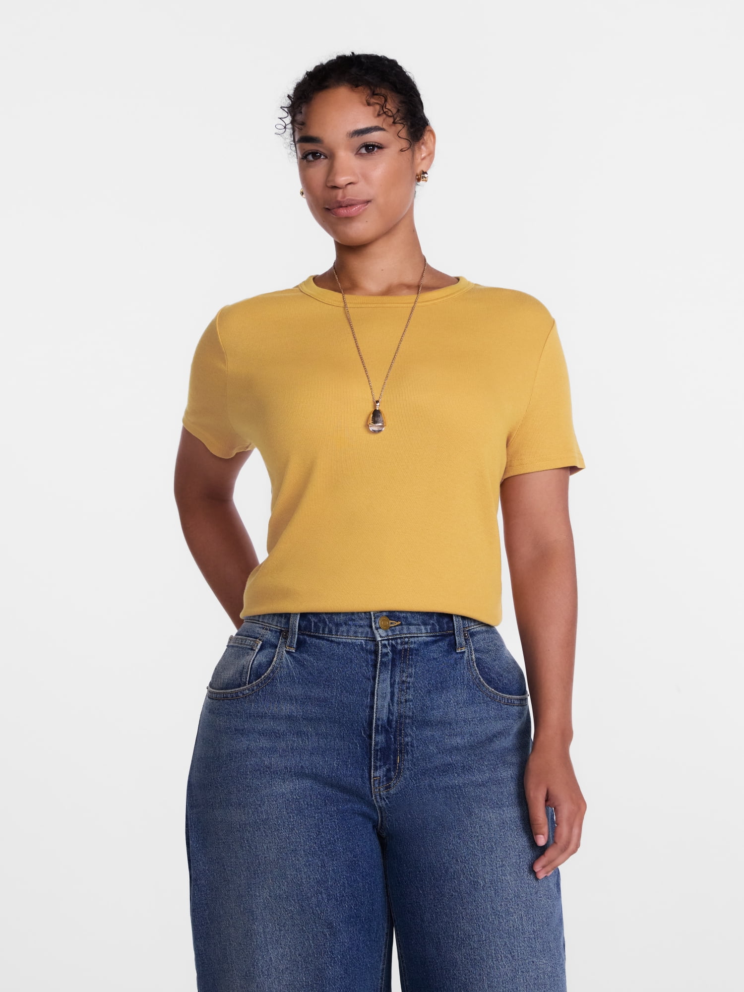 Scenario Women's Rib Tee with Short Sleeves, Sizes XS-XXXL