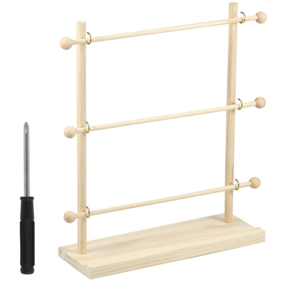 Toorise Ribbon Organizer Wooden Ribbon Holder Organizer Rack Smooth Surface Ribbon Rack 3 Tiers Large Capacity Ribbon Holder Craft Ribbon Spool Holder