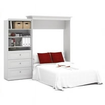 Bowery Hill 101'' Queen Wall Bed with 3 Drawer Storage Unit White