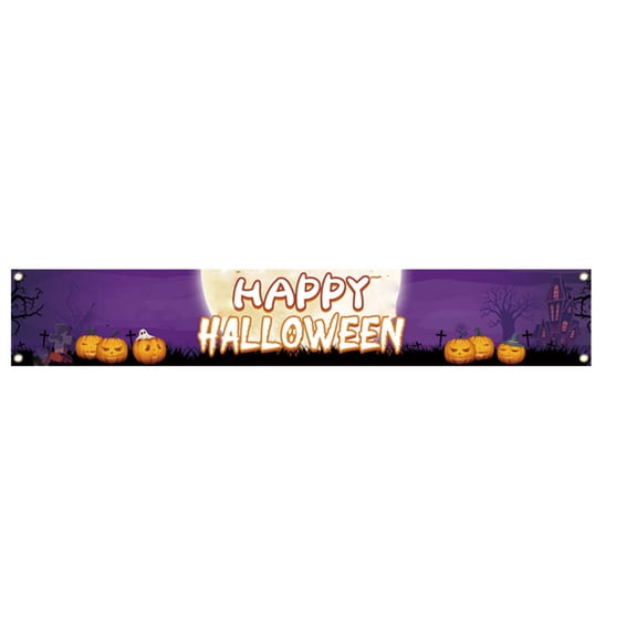 Halloween Happy Halloween Banner, Assorted Long Porch Wall Sign, Outdoor Front Porch Entryway Party Decor 118 x 19.69 in