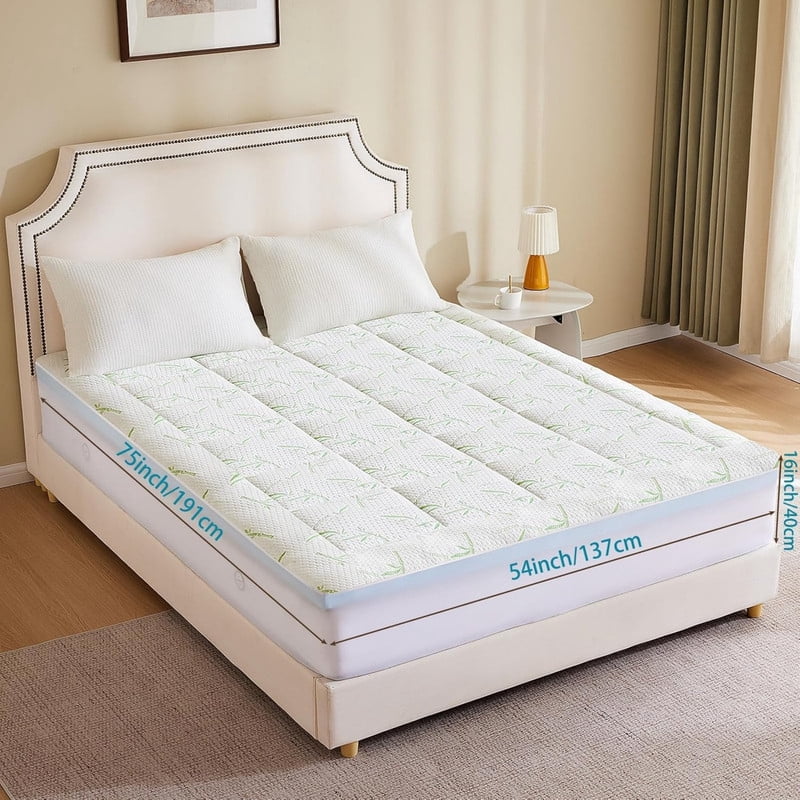 Kelno Dual Layer Mattress Topper with Gel Cooling Memory Foam and Mattress Protector Deep Pocket, Full