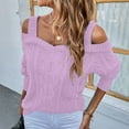 thumbnail image 6 of Aoochasliy Womens Sweaters Pullover Clearance Trendy Solid Color Pullover Square-Neck Sweater, 6 of 8