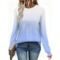 thumbnail image 4 of Generic Women's Colorblock T-Shirts Long Sleeve Fashion Round Neck Casual Top Fall Winter Soft Lightweight Pullover Tops, 4 of 6
