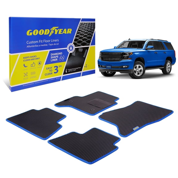 Goodyear All-Weather Car Floor Mats – Custom Fit for Chevy Tahoe 15-20, 4 Pc. Set, Heavy-Duty Diamond Floor Liners for Cars, SUVs, Trucks – Ultimate Interior Car Accessories for Men & Women - GY004094