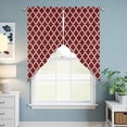 thumbnail image 6 of Swag Curtains Valances for Windows, Red White Geometric Short Kitchen Window Curtains Over Sink, Minimalist Morocco Pattern Cafe Curtains Panel Set Of 2,Rod Pocket, 36 Inches Length, 6 of 9