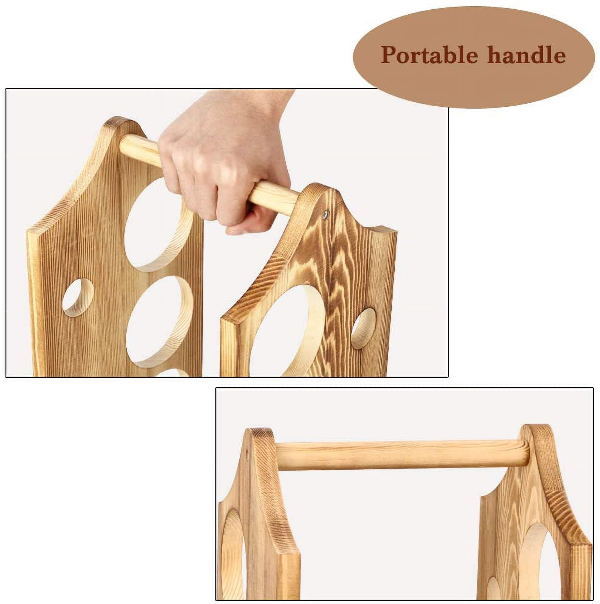 6 Bottle Rustic Wood Wine Bottle Holder Countertop Wine Rack