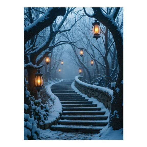 Diamond Art Kit for Adults, Winter Lantern Path Forest Diamond Painting for Adults Beginners, 5D DIY Diamond Art Painting Kits, Colorful Diamond Painting Craft for Home Decor 12x16