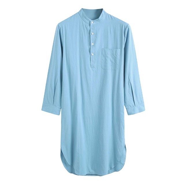 Ketyyh-chn99 Mens Fleece Robe, Soft Plush Robe for Men Men's Long Sleeve Button Solid Color Shirt Nightdress Robe Size for XL,Watermelon Red