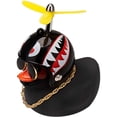thumbnail image 1 of Patito negro con casco, decoración exterior para coche, multiusos, suave, para salpicadero de motocicleta, dormitorio, salpicadero de coche., 1 of 8