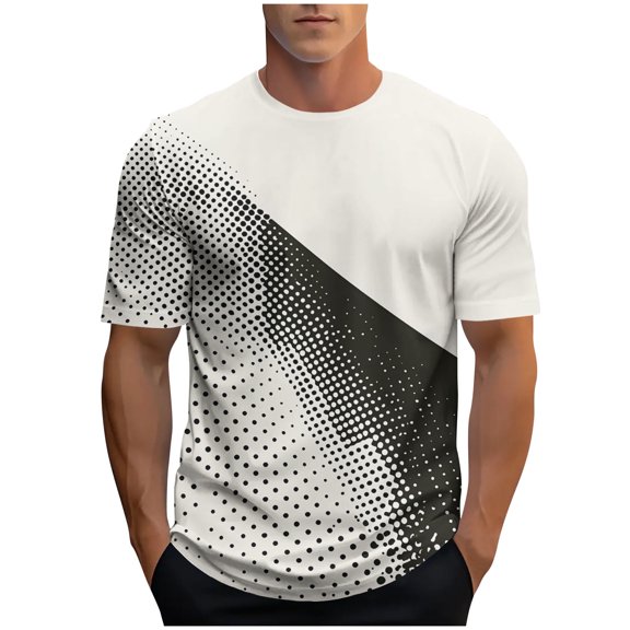 Klisyaur Men's Color Block Tees Crew Neck Short Sleeve Shirts for Men Casual Trendy Summer Comfort Shirt Tops