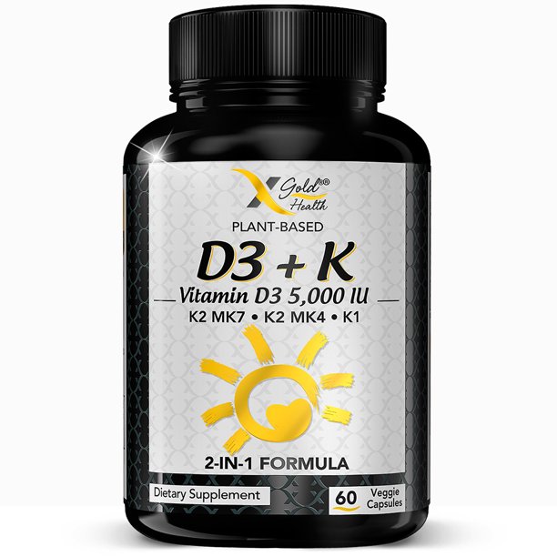 Vitamin D3 5000 IU with Vitamin K2 MK7, K2 MK4 and K1 60 Vegan