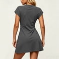 thumbnail image 4 of Erwazi Summer Dresses for Women Solid Pleated Crew Neck Short Sleeve Solid Dress Trendy Casual Daily Outings Casual Summer Dresses, 4 of 5