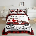 thumbnail image 2 of jejeloiu Valentine'S Day Gifts Bedding Comforter Set,Cartoon Loves Pattern Twin Comforter Sets,Red Black Checkered Bedding Set For Girls Kids,Ultra Soft Home Decor,2pcs, 2 of 8