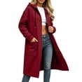thumbnail image 6 of Perfectbot Women's Maxi Hooded Sweatshirt Coat, Oversized Side Slits Full Zip Jacket Fall Casual Outerwear, 6 of 7