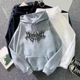 thumbnail image 3 of comerut Fall Winter Unisex Hoodie Drawstring Elastic Cuff Thorn Print Thick Fleece Patch Pocket Loose Long Sleeves Pullover Warm Top, 3 of 8