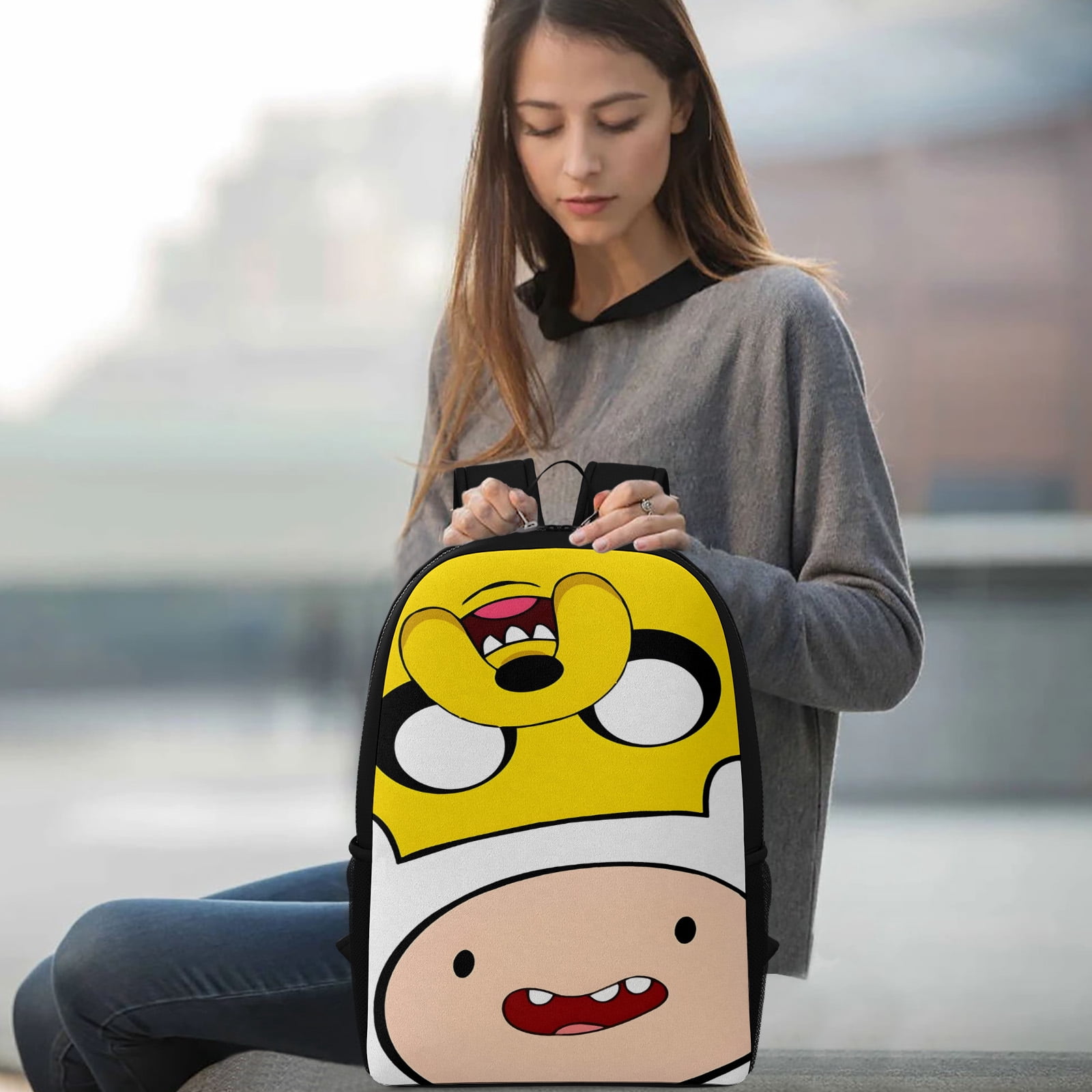 17in Adventure Time Graphic Laptop Backpack for Women Men, Computer Bag Casual Large Daypack for Work Trip